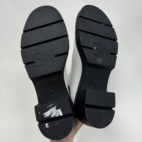 New Stuart Weitzman White Chelsea Ankle Boots Chunky Lug Sole Size 39 8.5 $650 - Picture 7 of 12